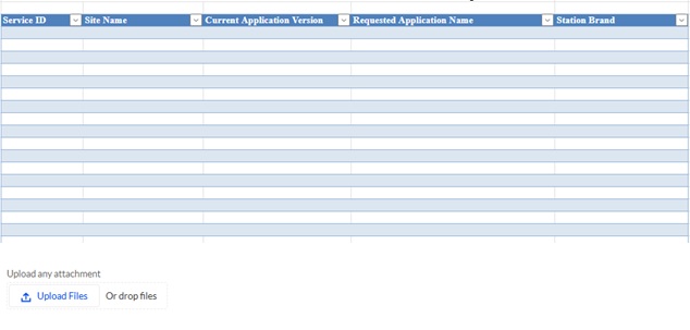 VRSD upgrade spreadsheet attachment section in the support case form