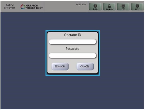 Operator ID and Password lines